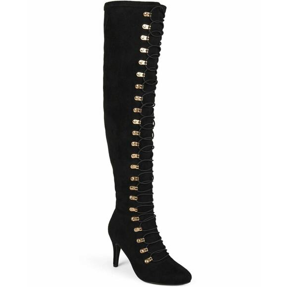 Journee Collection Women Trill Over the Knee Combat Boots Size US 7.5M Black - Picture 1 of 4